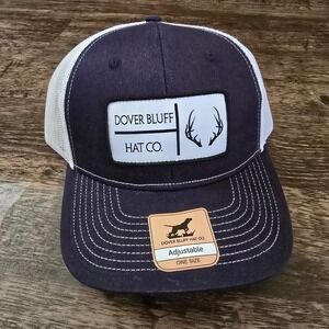 DOVER BLUFF Trucker Hat Mens OS Navy Blue New Antler Patch Snapback Mesh Cap new